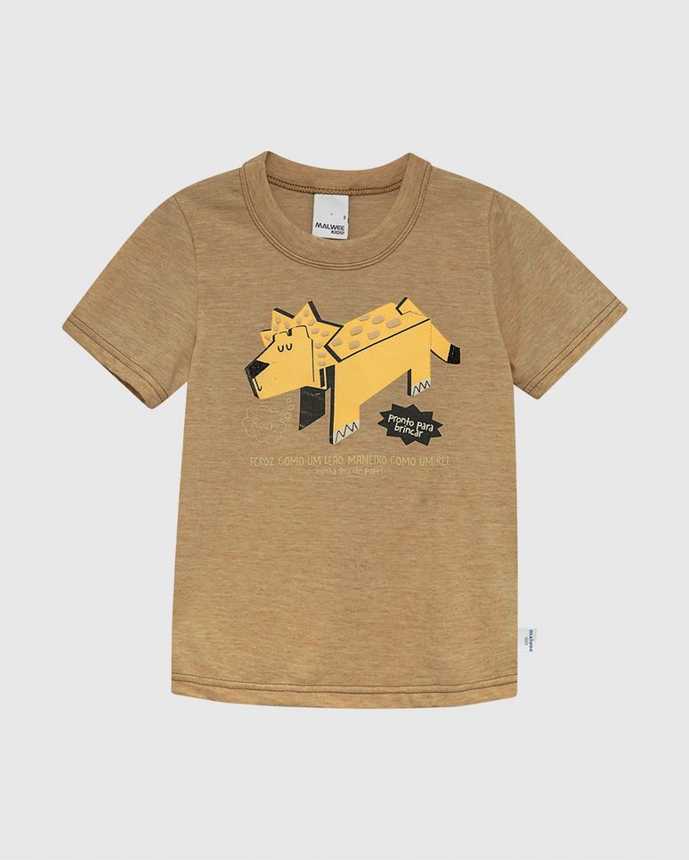 Camiseta Infantil Menino Feroz Como Um Leão Em Malha Rajada Malwee Kids
