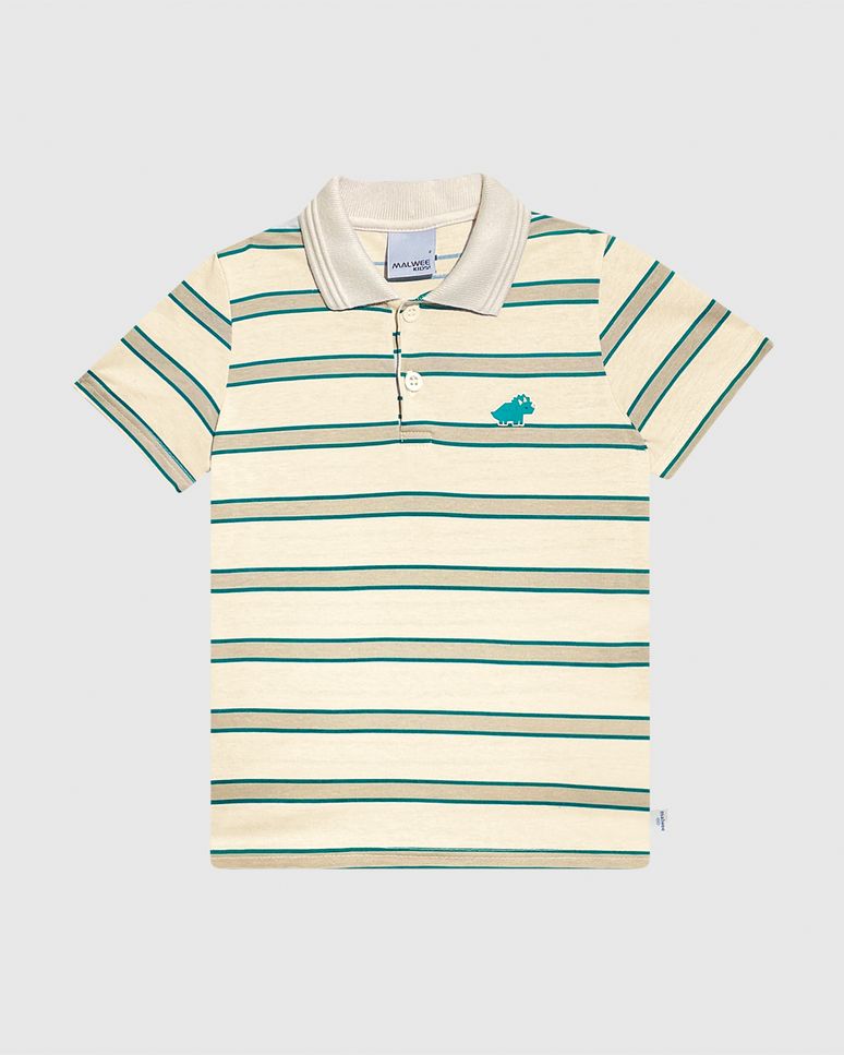 Camisa Polo Infantil Menino Listrada Estampa Com Aplique Algodão Malwee Kids