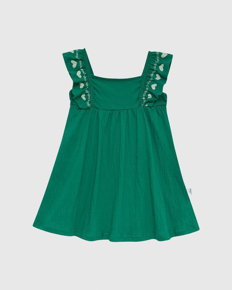 Vestido Infantil Manga Estampa Puff E Glitter Malha Texturizada Malwee Kids