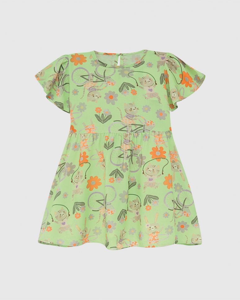 Vestido Infantil  Abertura Costas Fecho Gota Em Algodão Malwee Kids