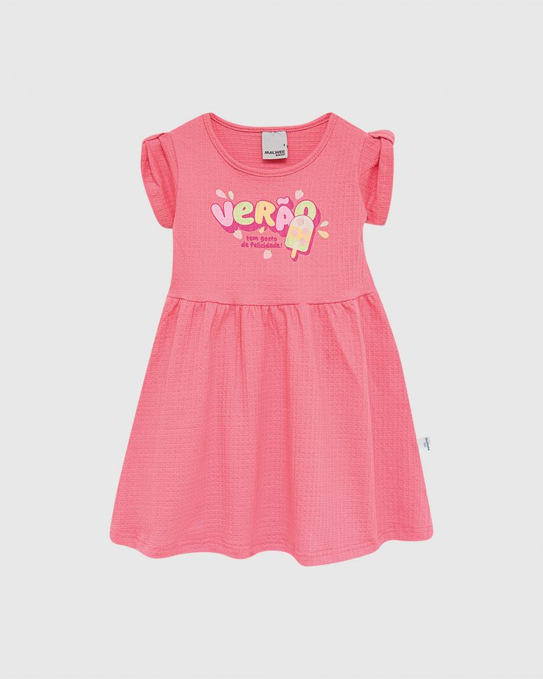 Vestido Infantil Verão Tem Gosto de Felicidade Malha Texturizada Malwee Kids