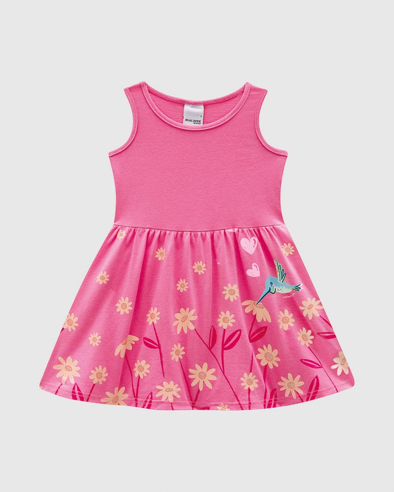 Vestido Infantil Rodado Saia Estampada Em Algodão Malwee Kids