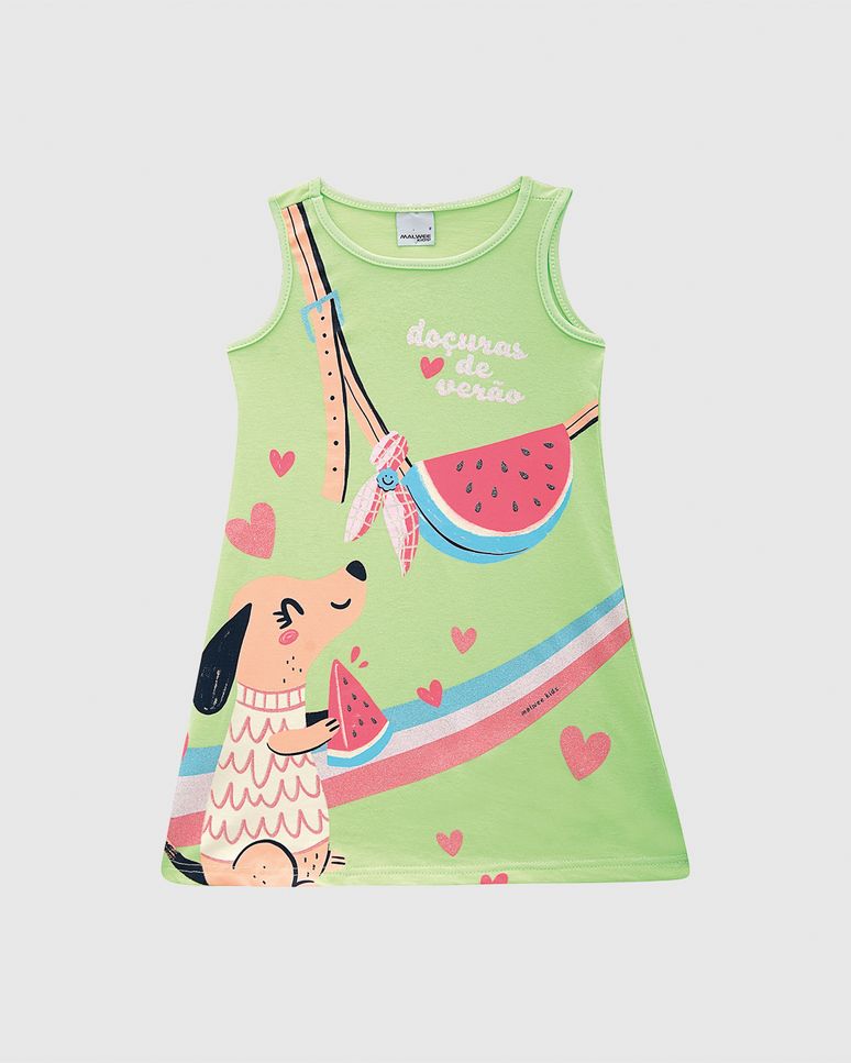 Vestido Infantil Evasê Com Estampa Em Algodão Malwee Kids