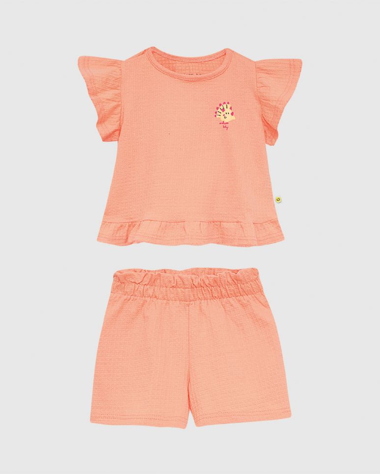 Conjunto Bebê Menina Blusa E Shorts Em Malha Texturizada Malwee Kids