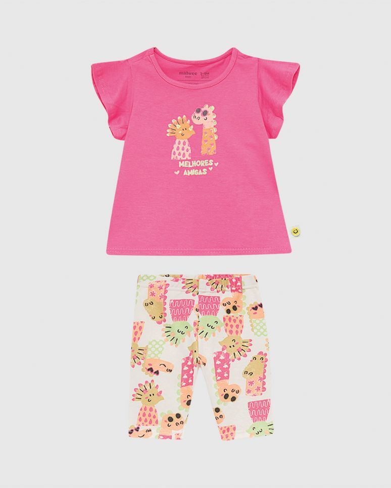 Conjunto Bebê Menina Estampa Glitter Melhores Amigas Em Algodão Malwee Kids