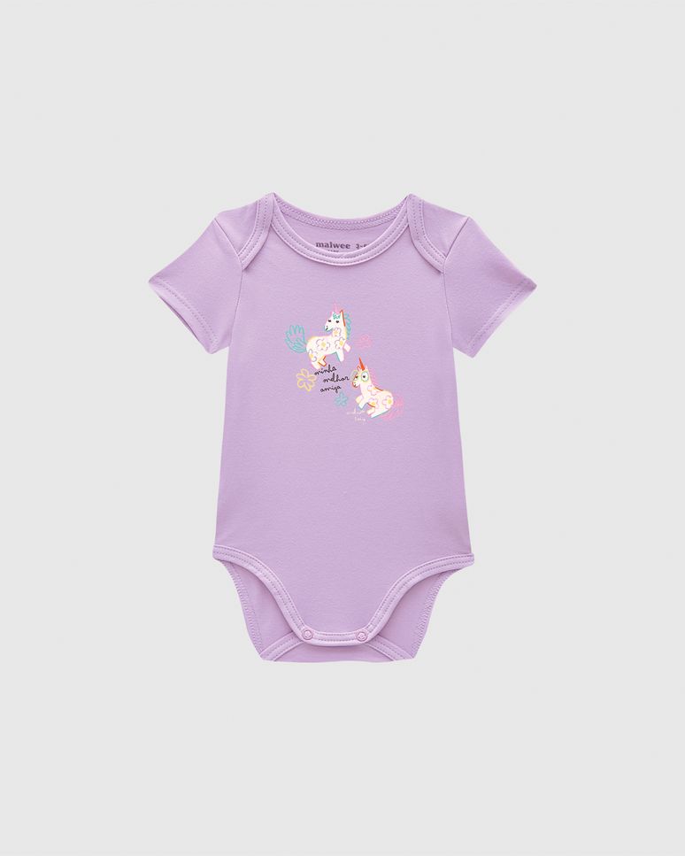 Body Bebê Menina Estampa Frontal Em Algodão Malwee Kids