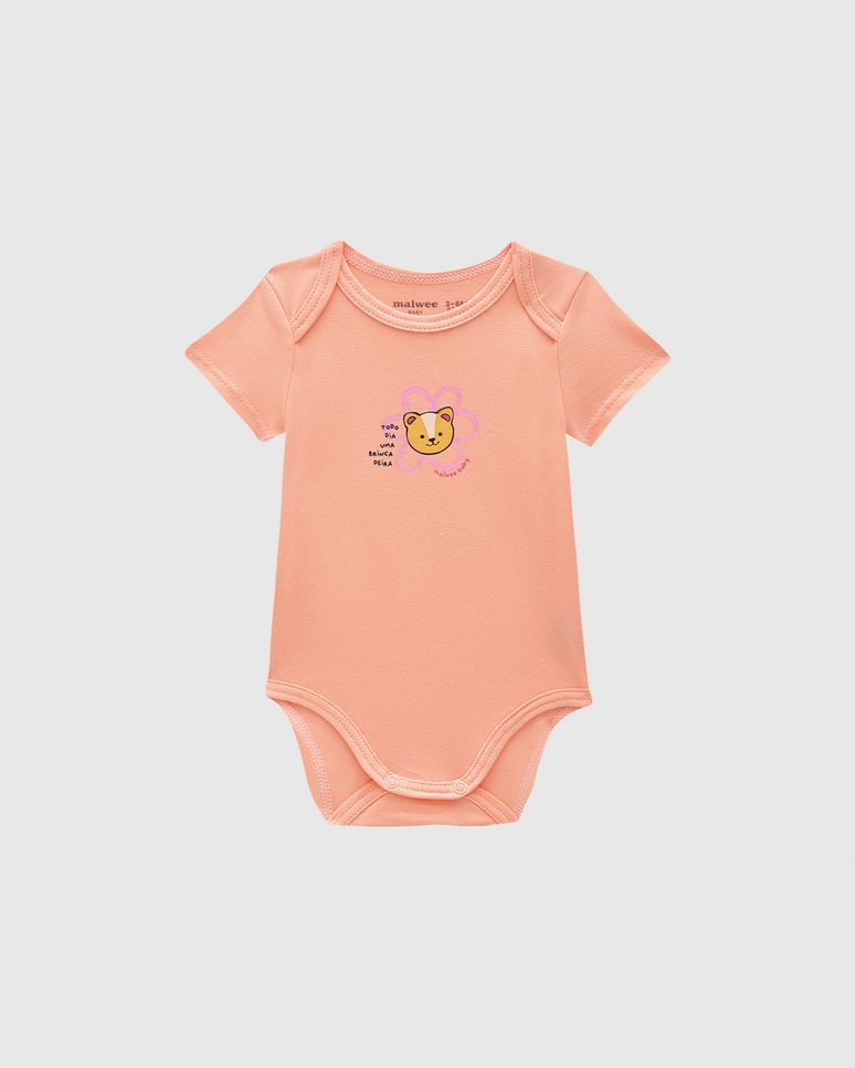 Body Bebê Menina Estampa Frontal Em Algodão Malwee Kids