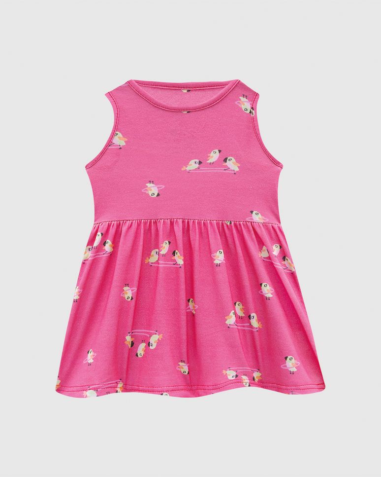 Vestido Infantil Estampado Modelo Regata Em Algodão Malwee Kids