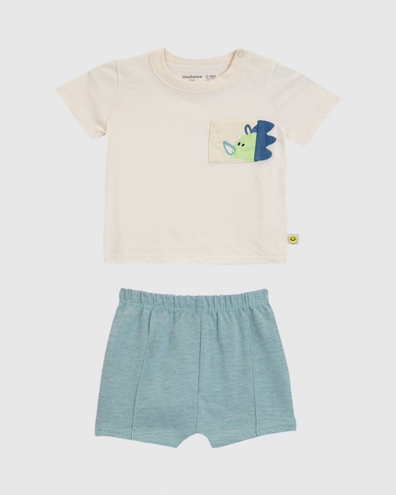 Conjunto Bebê Menino Camiseta Bolso Com Estampa Em Algodão Malwee Kids
