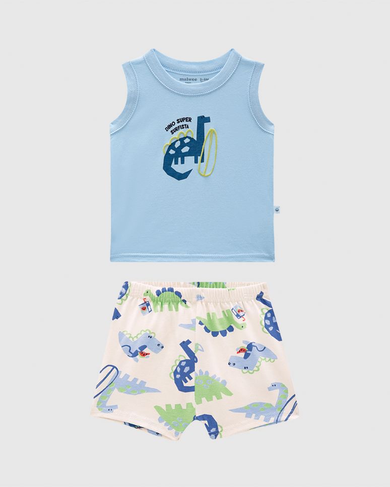 Conjunto Bebê Menino Dino Super Surfista Em Algodão Malwee Kids