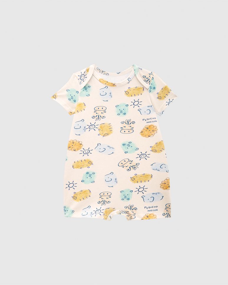 Macaquinho Bebê Menino Fechamento Botão De Pressão Em Algodão Malwee Kids