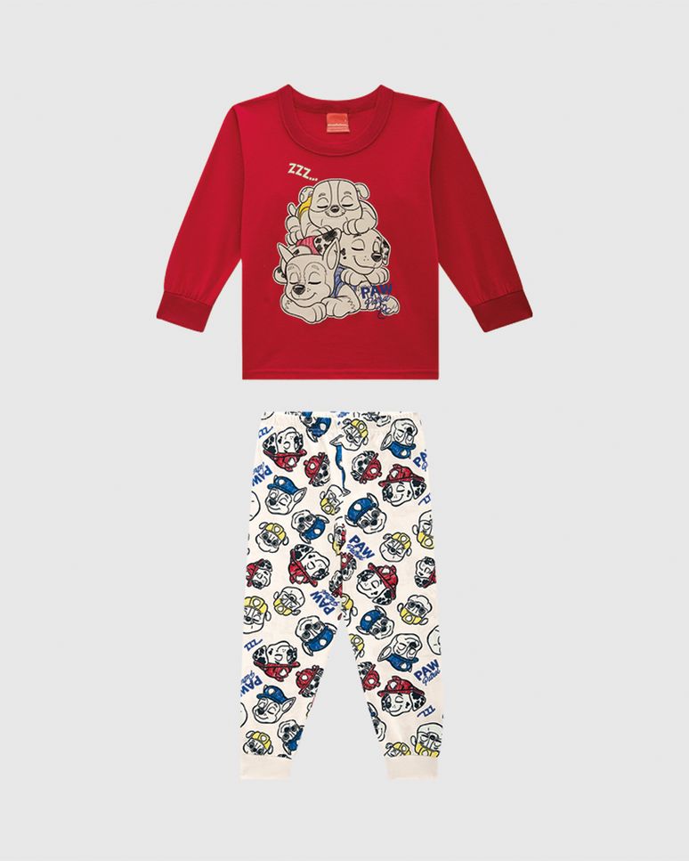 Pijama Longo Infantil Menino Patrulha Canina Brilha No Escuro Malwee Kids