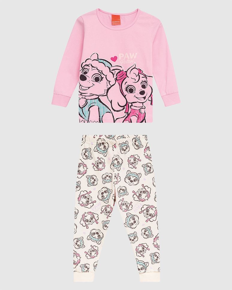 Pijama Longo Infantil Menina Patrulha Canina Brilha No Escuro Malwee Kids