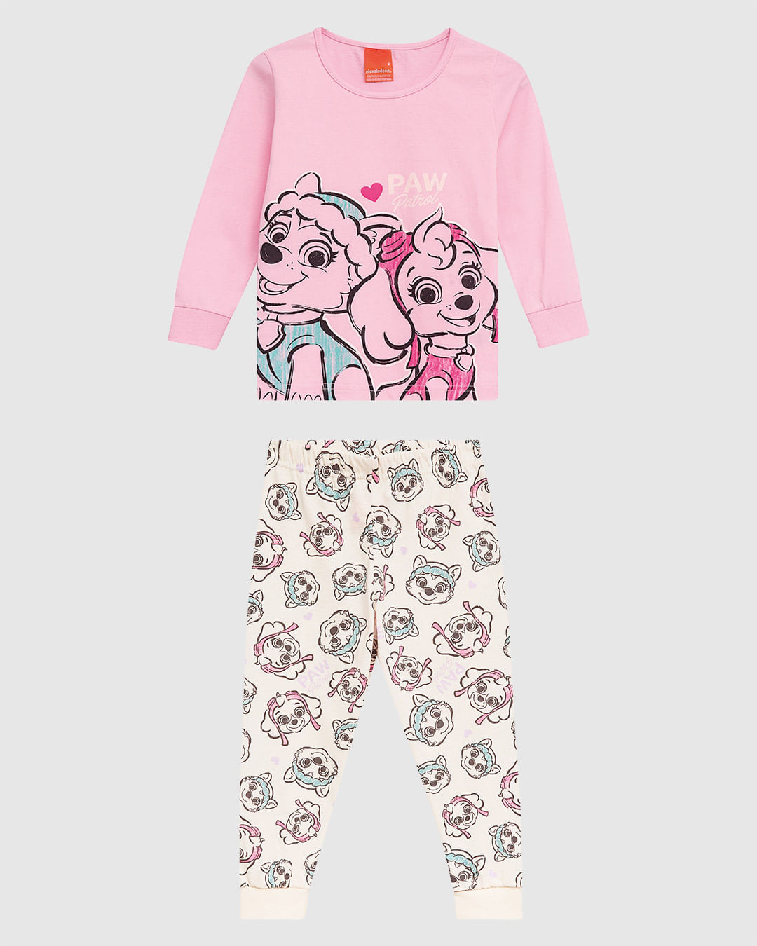 Pijama Longo Infantil Menina Patrulha Canina Brilha No Escuro Malwee ...
