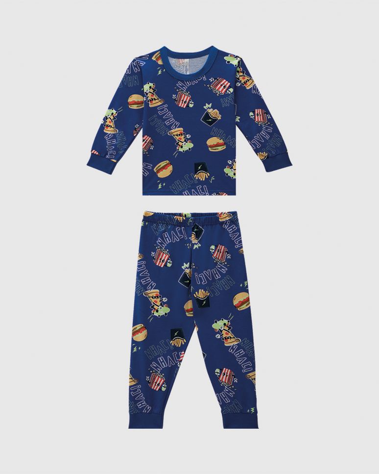 Pijama Longo Infantil Menino Rapport Brilha No Escuro Em Algodão Malwee Kids