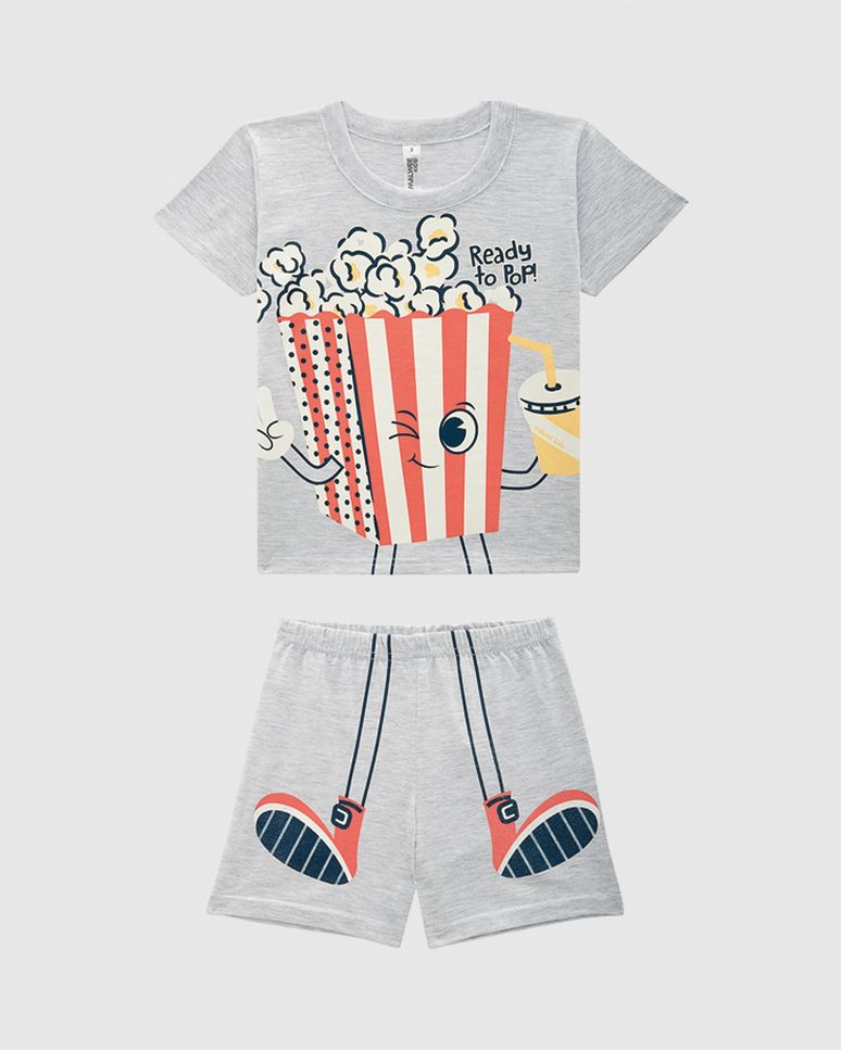 Pijama Curto Infantil Menino Camiseta E Shorts Ready To Pop! Malwee Kids