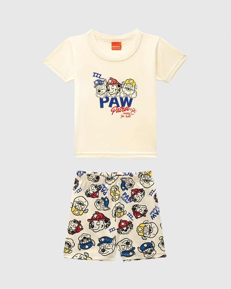 Pijama Infantil Menino Shorts Estampada Patrulha Canina Em Algodão Malwee Kids