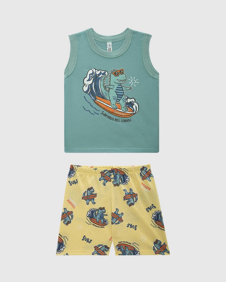 Pijama Infantil Menino Regata E Shorts Estampado Em Algodão Malwee Kids