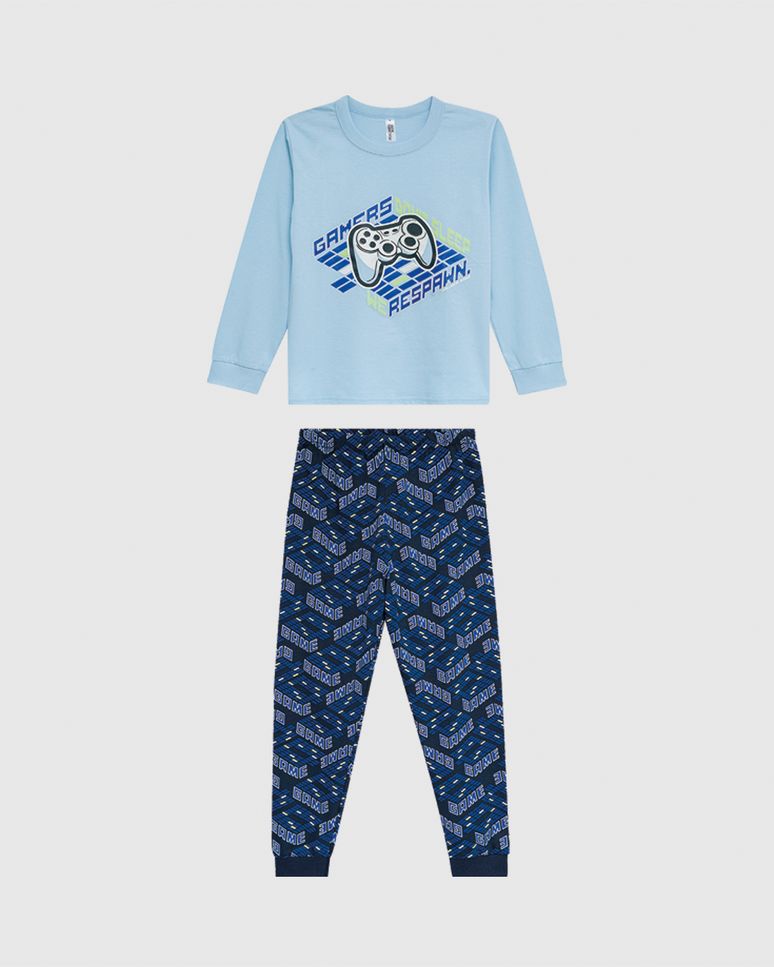Pijama Infantil Menino Estampado Manga Longa E Calça Em Algodão Malwee Kids