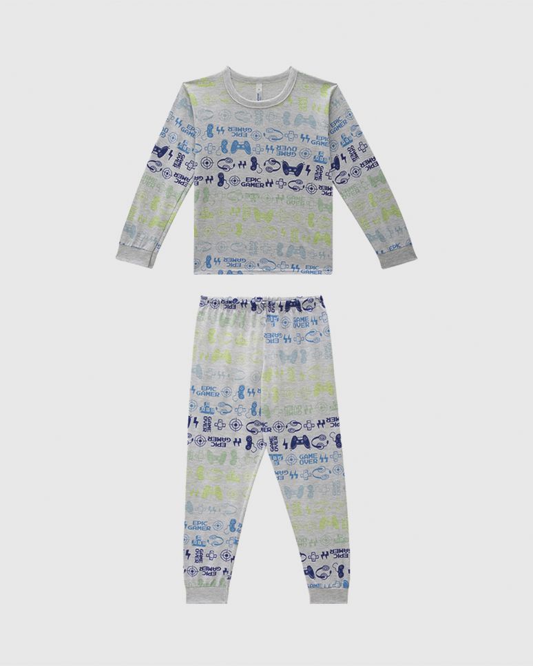 Pijama Infantil Menino Estampado Camiseta Manga Longa Em Algodão Malwee Kids