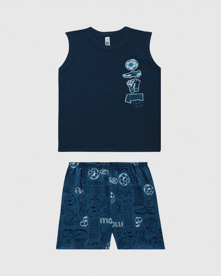 Pijama Curto Infantil Menino Bermuda Estampada Em Algodão Malwee Kids