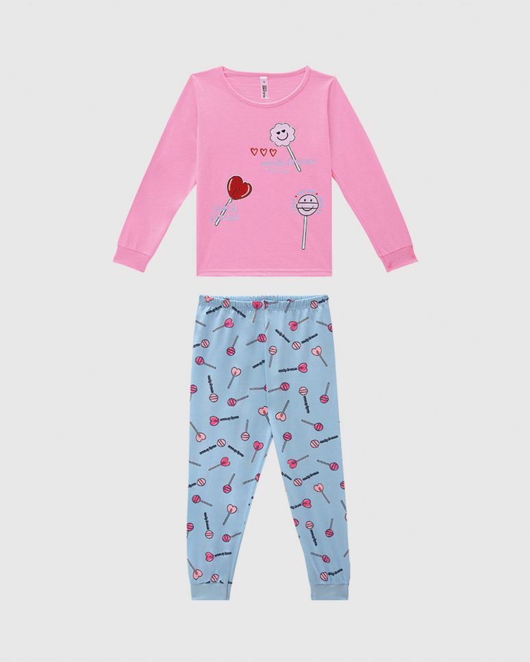Pijama Longo Infantil Menina Blusa Manga Longa Candy Dreams Malwee Kids