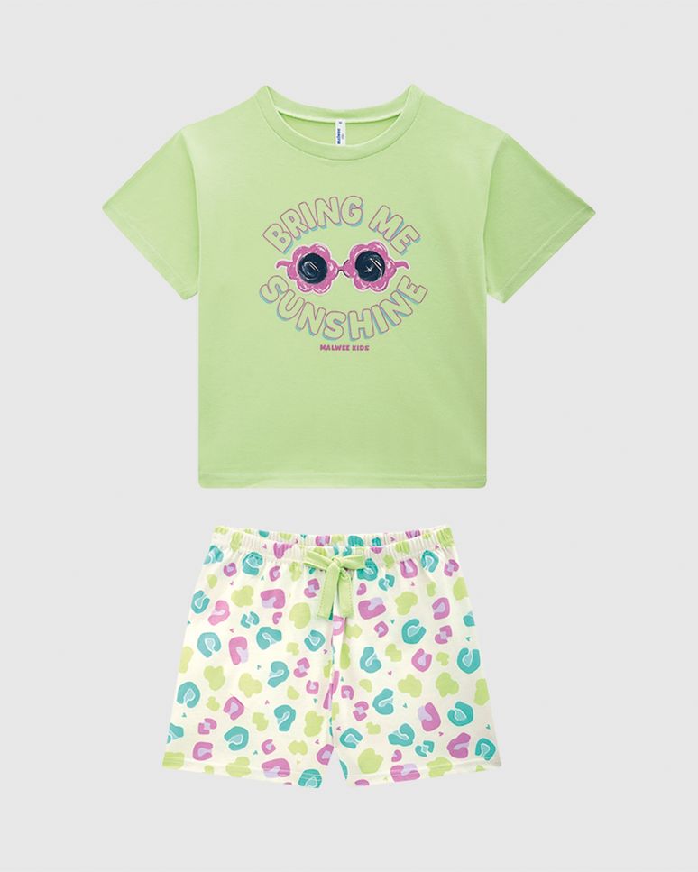 Pijama Curto Infantil Menina Bring Me Sunshine Em Algodão Malwee Kids
