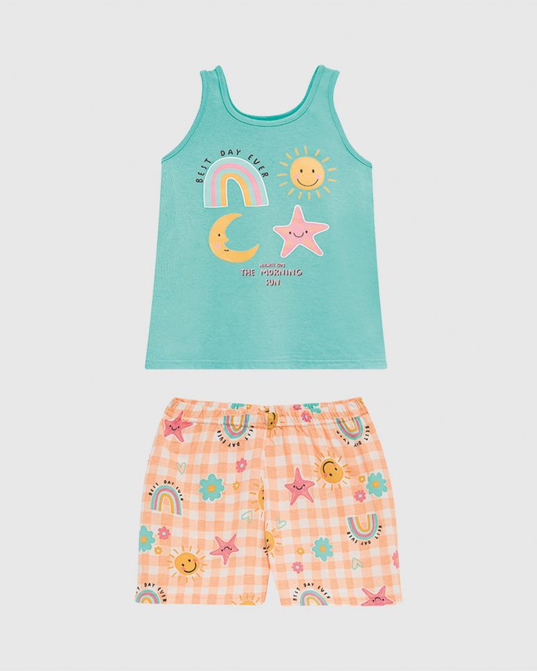 Pijama Curto Infantil Menina The Morning Sun Em Algodão Malwee Kids