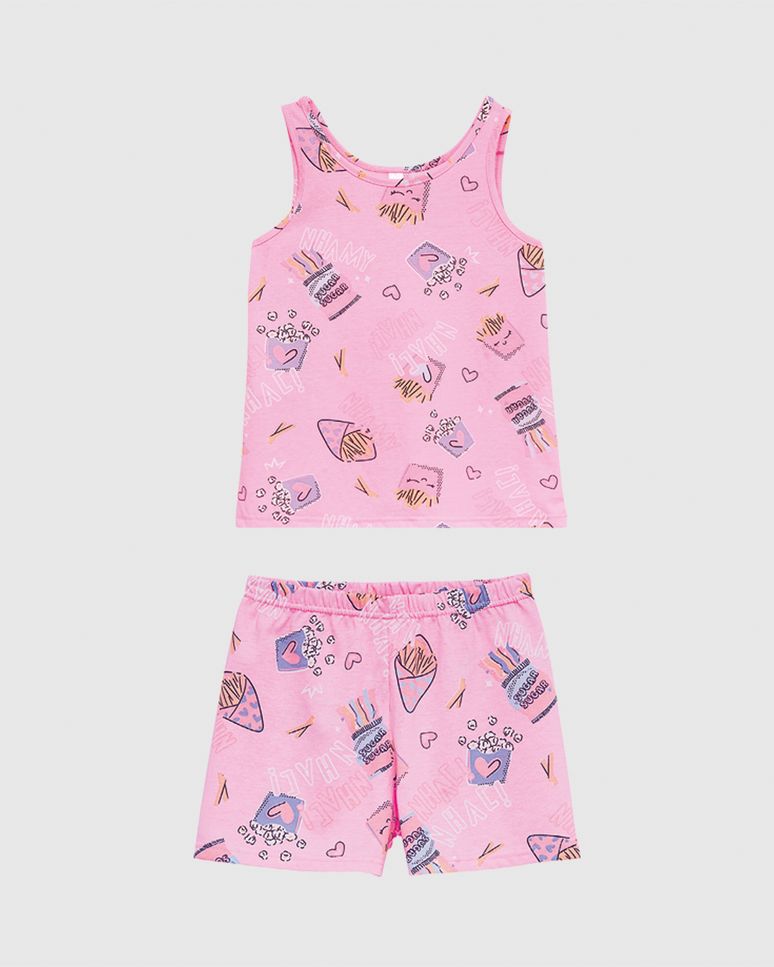 Pijama Curto Infantil Menina Estampado Em Algodão Malwee Kids