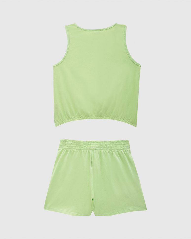 Conjunto Infantil Menina Regata Cropped E Shorts Saia Em Algodão Malwee Kids