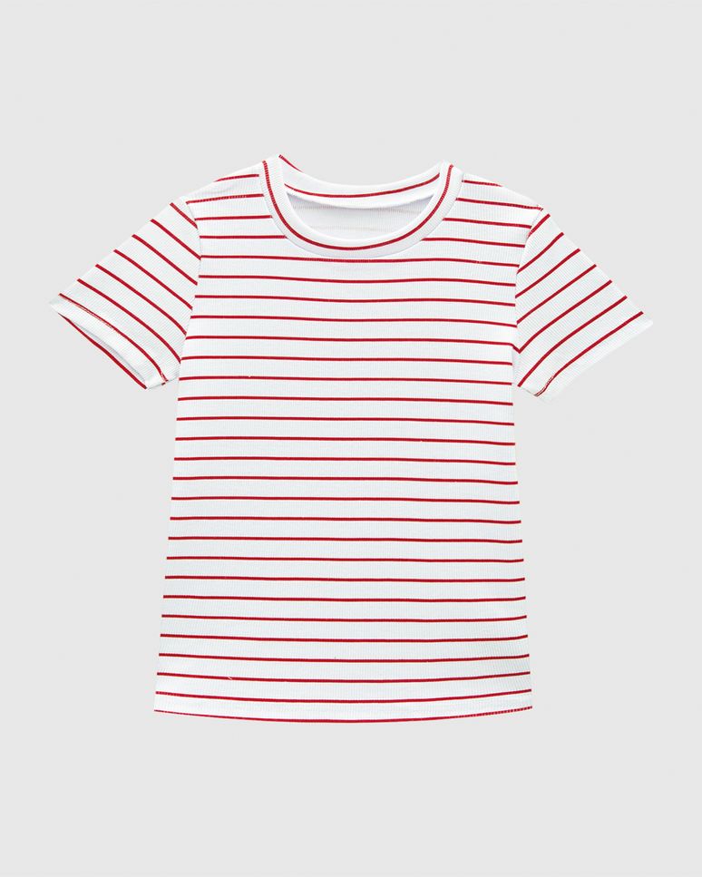Blusa Infantil Menina Listrada Manga Curta Em Ribana Malwee Kids