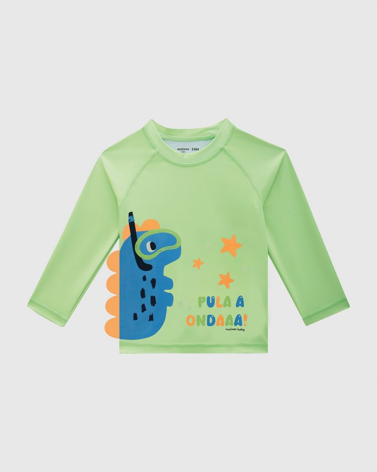 Camiseta Praia Bebê Unissex Aplique Interativo Em Malha UV50+ Malwee Kids