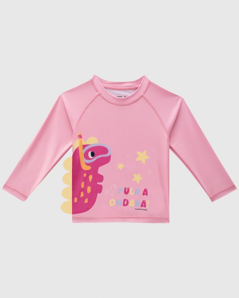 Camiseta Praia Bebê Menina Aplique Interativo Em Malha UV50+ Malwee Kids