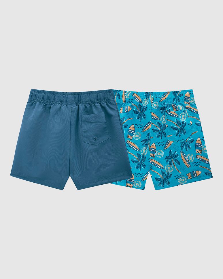 Kit 2 Shorts De Banho Infantil Menino Em Microfibra Malwee Kids