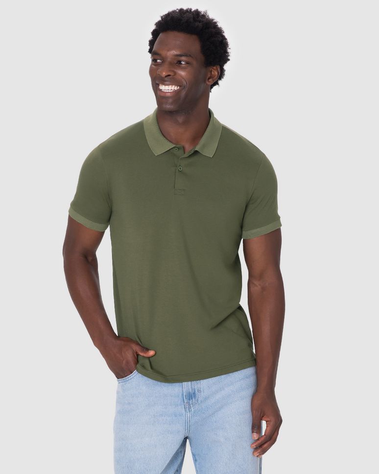 Camisa Polo Masculina Slim Em Algodão Pima