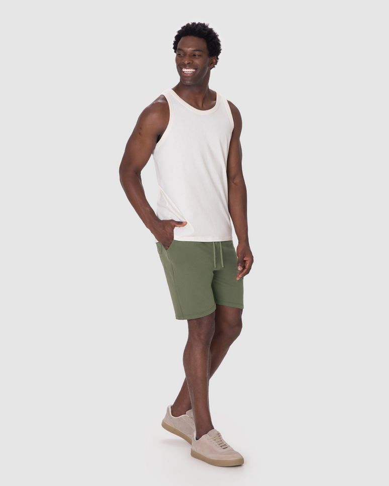 Bermuda Básica Masculina Comfort Bolso Costas Em Moletom