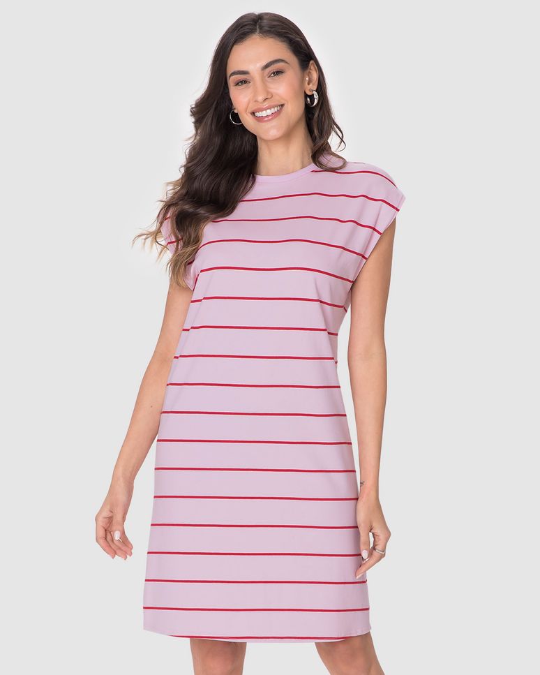 Vestido Feminino Muscle Tee Em Malha Listrada