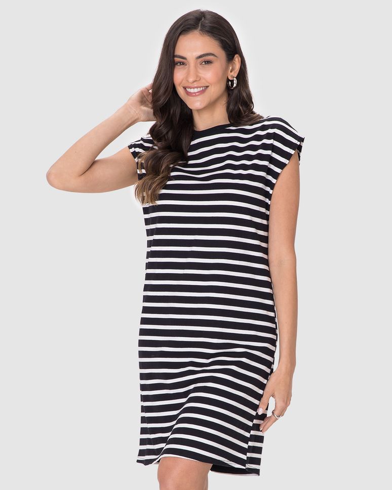 Vestido Feminino Muscle Tee Em Malha Listrada
