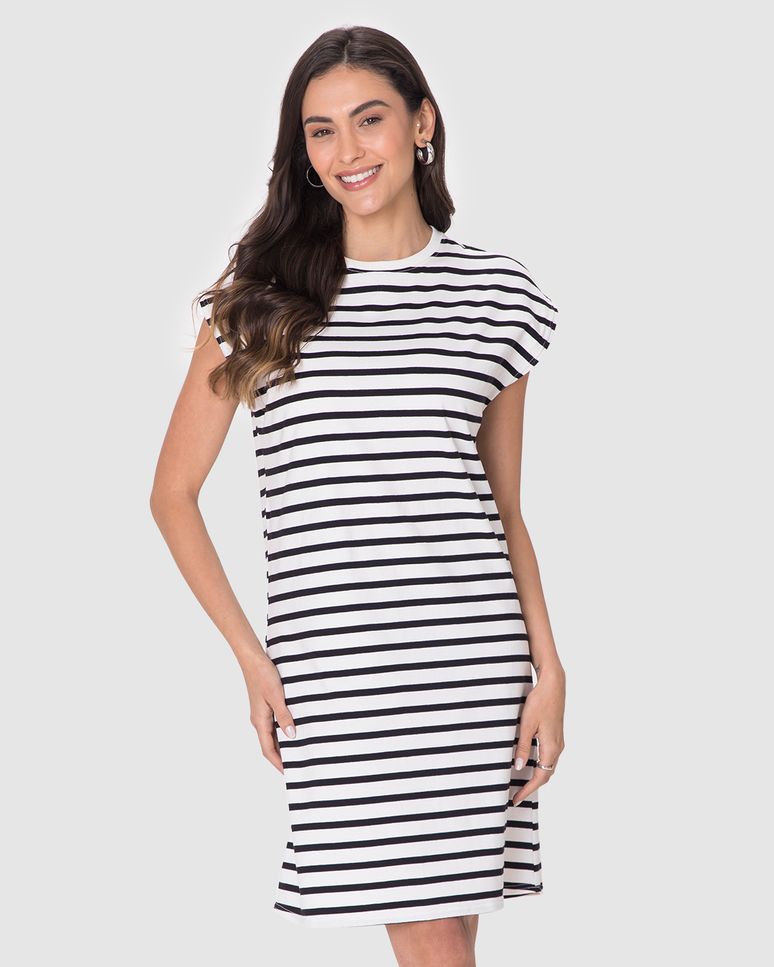 Vestido Feminino Muscle Tee Em Malha Listrada