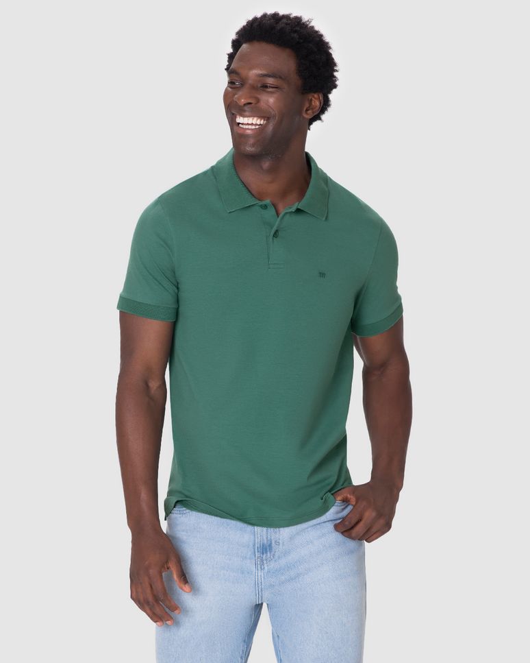 Camisa Polo Básica Masculina Gola Clássica Abertura Lateral Em Malha Algodão