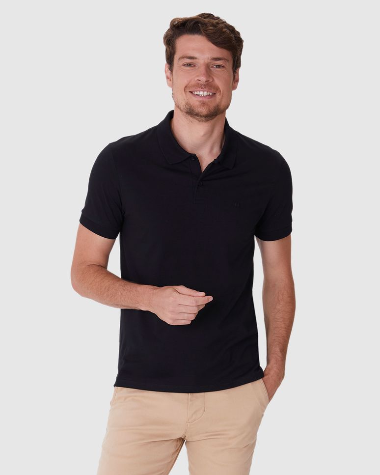 Camisa Polo Básica Masculina Gola Clássica Abertura Lateral Em Malha Algodão