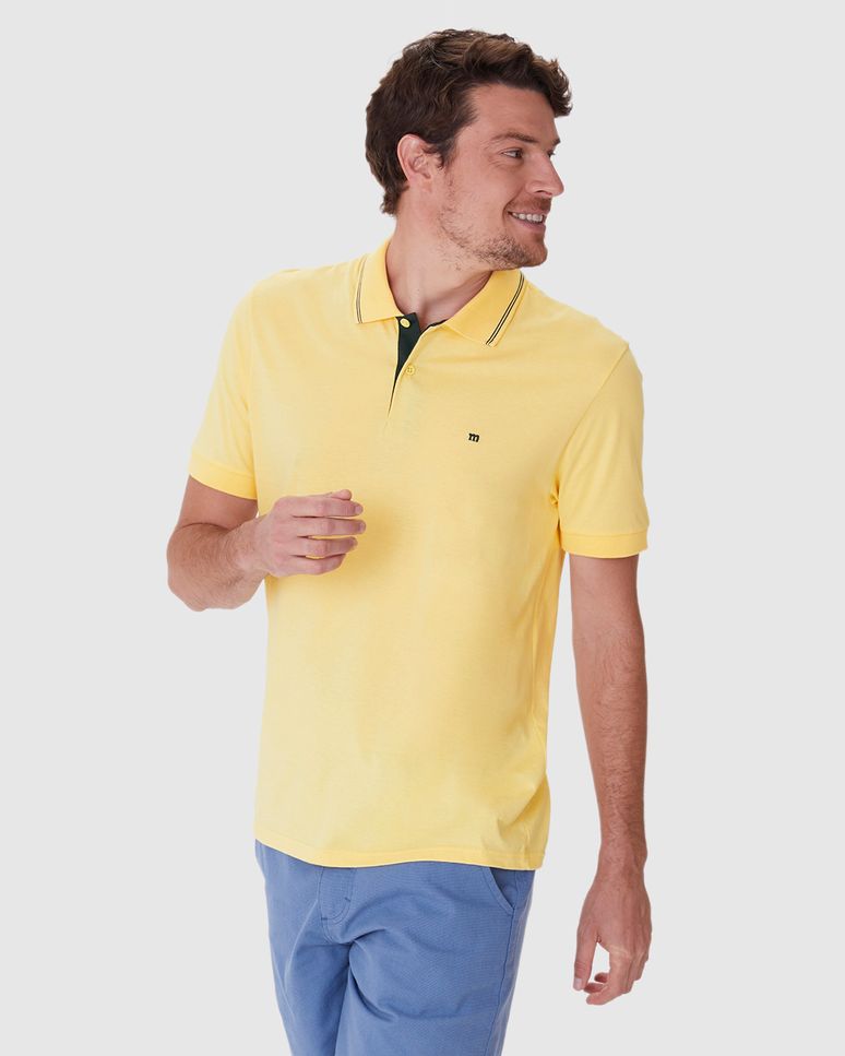 Camisa Polo Básica Masculina Peitilho Com Botões E Bordado Frontal Em Algodão