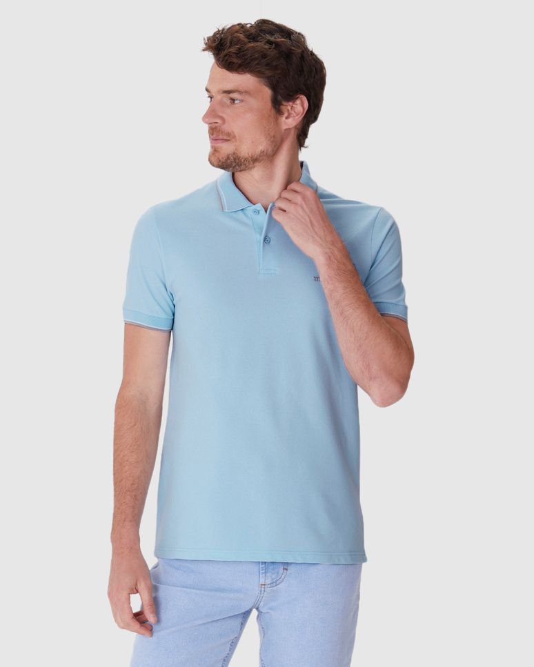 Camisa Polo Básica Masculina Slim Bordado Frontal Em Piquet Premium