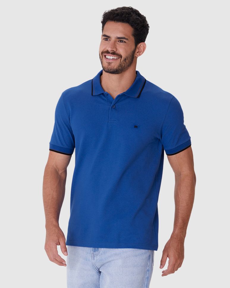 Camisa Polo Básica Masculina Slim Bordado Frontal Em Piquet Premium