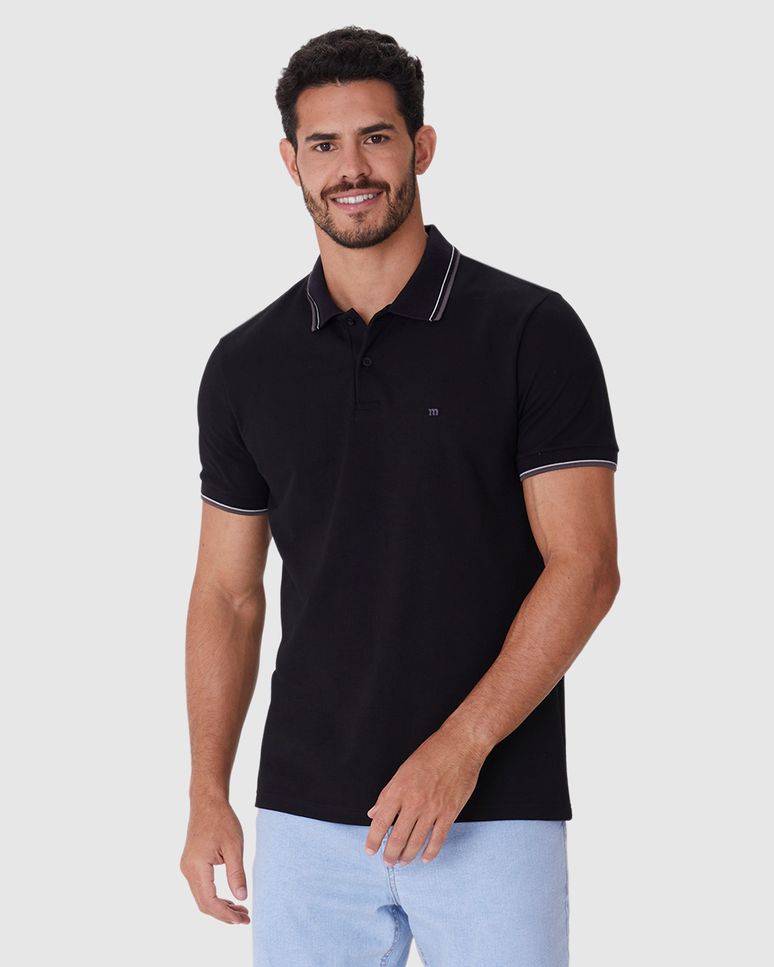 Camisa Polo Básica Masculina Slim Bordado Frontal Em Piquet Premium