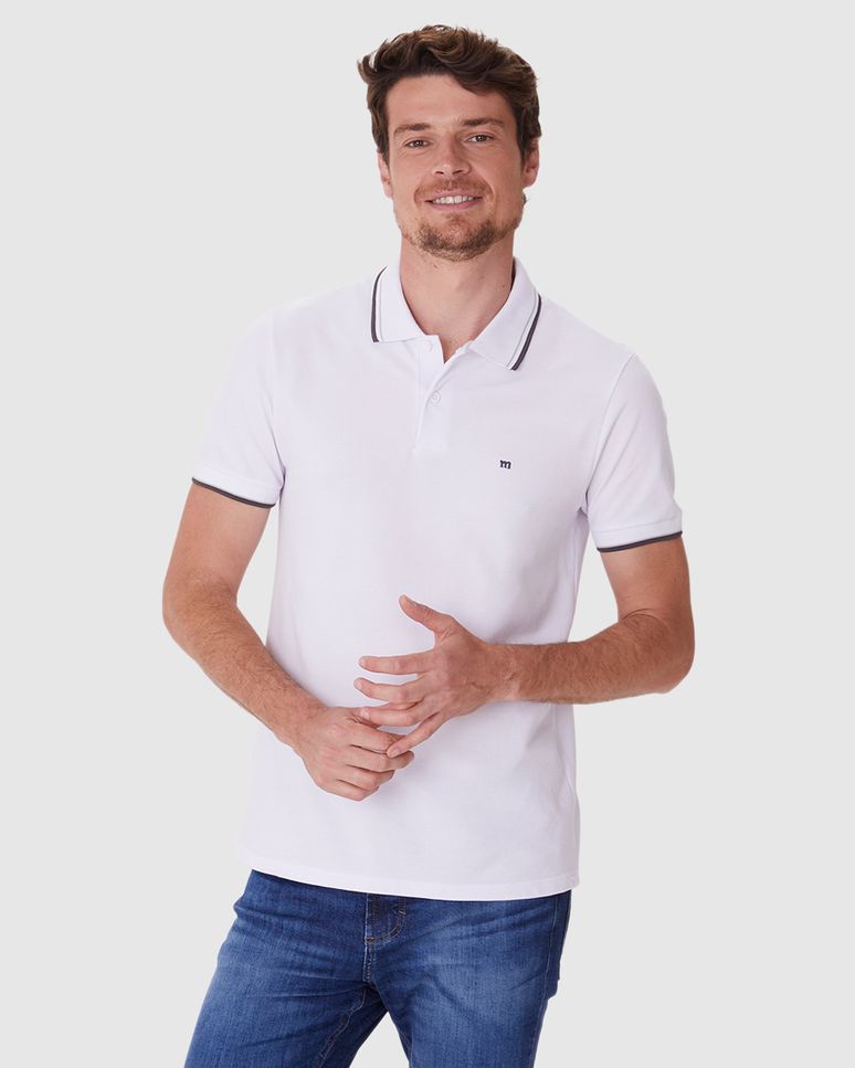 Camisa Polo Básica Masculina Slim Bordado Frontal Em Piquet Premium