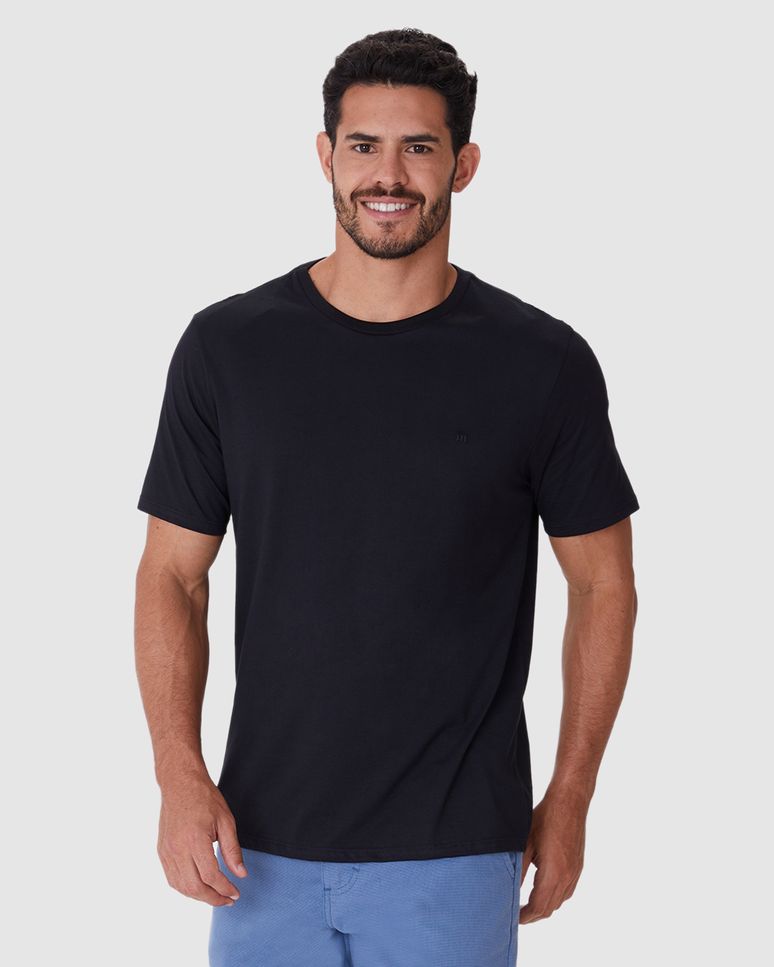 Camiseta Ícone Masculina Bordado Frontal Em Algodão