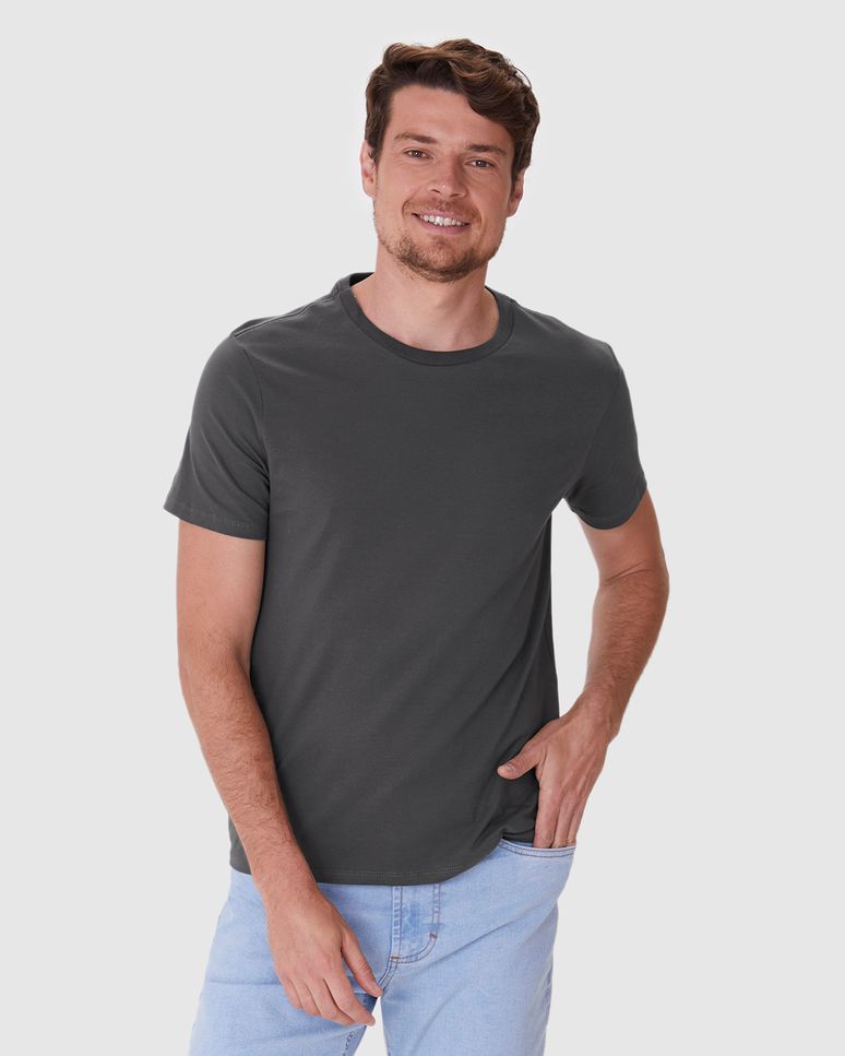 Camiseta Básica Masculina Slim Em Malha Cotton Light Algodão