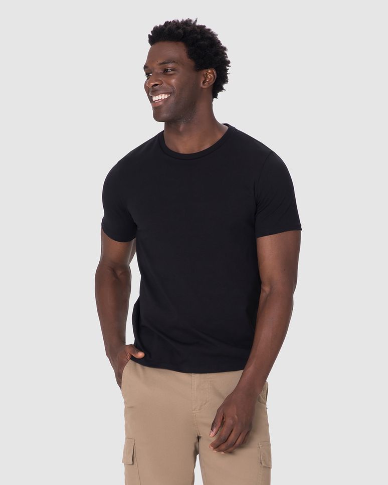 Camiseta Básica Masculina Slim Em Malha Cotton Light Algodão