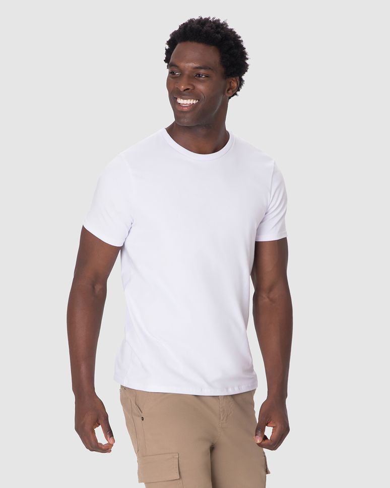Camiseta Básica Masculina Slim Em Malha Cotton Light Algodão